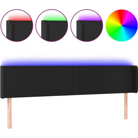 Maison Exclusive - LED Kopfteil Schwarz 203x16x78/88 cm Kunstlede