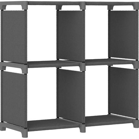 Étagère d'affichage 4 cubes Étagère de Rangement - Armoire de Rangement Gris 69x30x72,5 cm Tissu BV621503 - BonneVie (1/5)