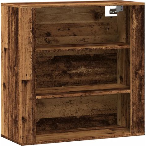 Armoire murale pratique rangement 80 x 33 x 80 cm style vintage ambiance cosy en bois d'ingénierie vieux bois (1/5)