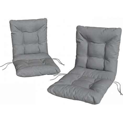 Coussin d'assise d'extérieur avec dossier et sangles déperlant gris clair