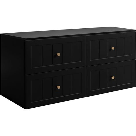 Meuble de Salle de Bain 160 cm - Noir - Design Élégant - Doublé MDF - Soft Close (1/5)