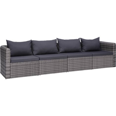 vidaXL Set Divani da Giardino 4 pz con Cuscini Grigio in (1/5)