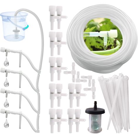 Kit d'irrigation goutte à goutte pour jardin (A-20M) avec vanne de régulation, dispositif d'arrosage pour plantes en pot, tuyau de 4/7 mm, micro-goutteur économique pour serre (1/4)