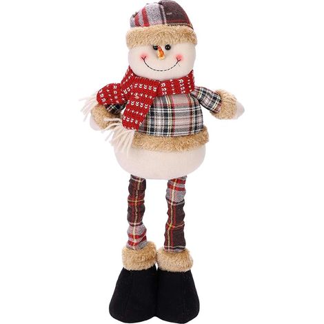 Large 20-inch Retractable Christmas Doll Figurine Standing Snowman Ornament Doll with Extendable Legs Winter Table Decoration (1/4)