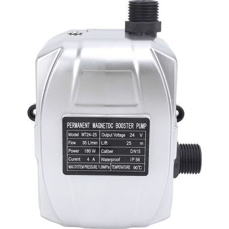 Automatische Druckerhöhungspumpe 24 V, 180 W – 35 l/min, 25 m, geräuscharm, Permanentmagnet – Druckregulierung für Dusche, Solarwarmwasserbereiter, Küche & Garten (1/5)