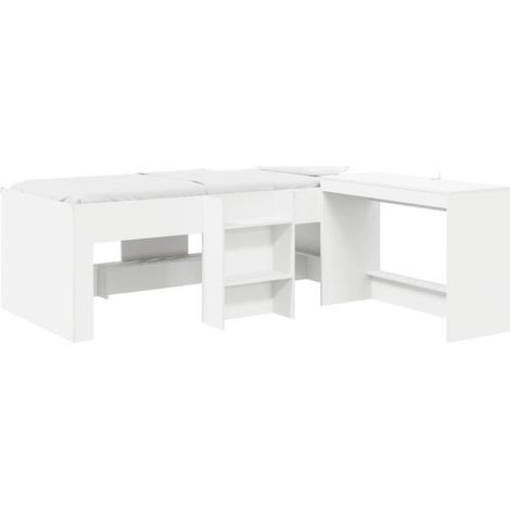 Lit haut enfant avec bureau, blanc, 80 x 200 cm (1/5)