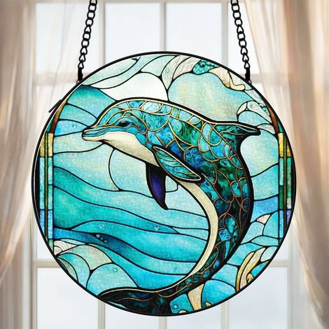 Attrape-soleil vitrail libellule 20 cm décoration suspendue fenêtre animal lumineux cadeau Noël (1/5)