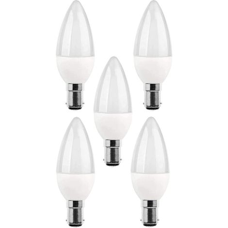 Packung mit 5 5-W-LED-B15-Glühbirnen, entspricht einer 25-W-Glühlampe, 270 lm, Tageslicht 3000 K, C35 SBC B15 kleiner Bajonettsockel [Energieklasse A+]