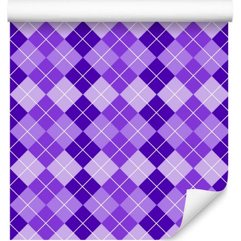 Papel pintado a cuadros morados y lavanda, fondo lavanda 50x1000 cm (1/5)