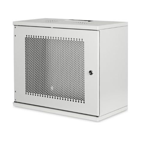 DIGITUS Armario de red, rack de 19 pulgadas 9 U, Sin montar, Montaje en pared, 400 mm de profundidad, Carga 60 kg, Puerta perforada, Gris