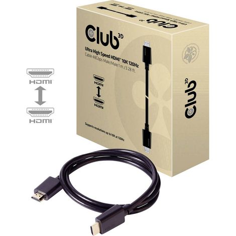 Câble de raccordement club3D HDMI Fiche mâle HDMI-A, Fiche mâle HDMI-A 1.00 m noir CAC-1371 10K UHD, 8K UHD Câble HDMI (1/4)