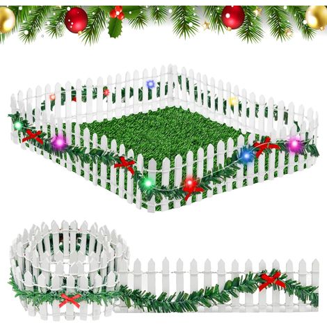 Clôture de Jardin Miniature, Mini Clôture de Noël avec Lumières, Mini Clôture en Bois, Clôture Flexible Décoration de Jardin, Mini Bordure Barriere pour Maison de Poupée, Modélisme(90 5cm) (1/5)