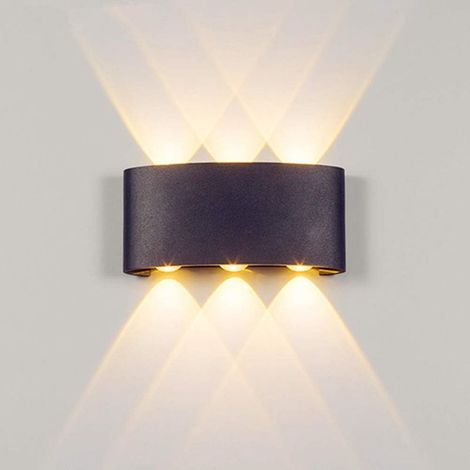 6W LED-Außenwandleuchte, warmweiß, 120° Abstrahlwinkel, moderne Wandbeleuchtung, IP65 wasserdichte Designer-Wandleuchte aus Aluminium (schwarz, 6W warmweiß) (1/5)