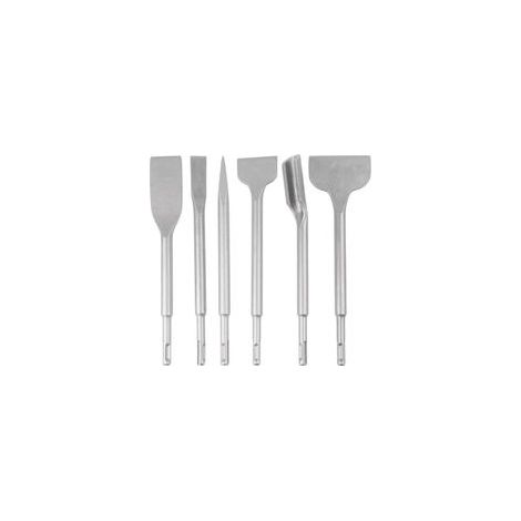 Lot de 6 burins SDS-Plus pour perforateur à percussion – 25 cm – idéal pour le décapage du béton, du carrelage mural et au sol – compatibles avec tous les perforateurs SDS-Plus (1/5)