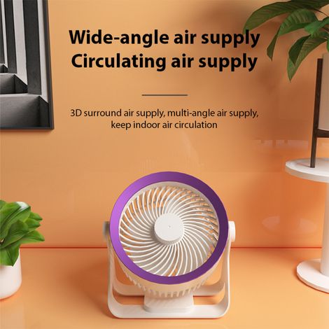 Ventilateur de table silencieux et portable sans fil, 3 vitesses, batterie rechargeable 2000 mAh, idéal pour la maison, le bureau, la chambre, les voyages, le camping, le mur et le plafond. (1/5)