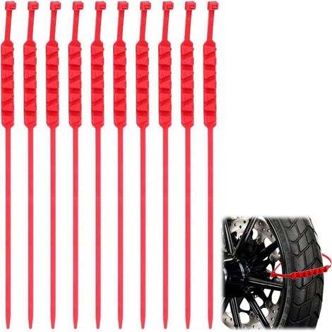 10er-Pack Motorrad-Schneeketten, Fahrrad-Schneeketten, rutschfeste Reifenbinder im Winter, wiederverwendbare Anti-Schneeketten (rot)
