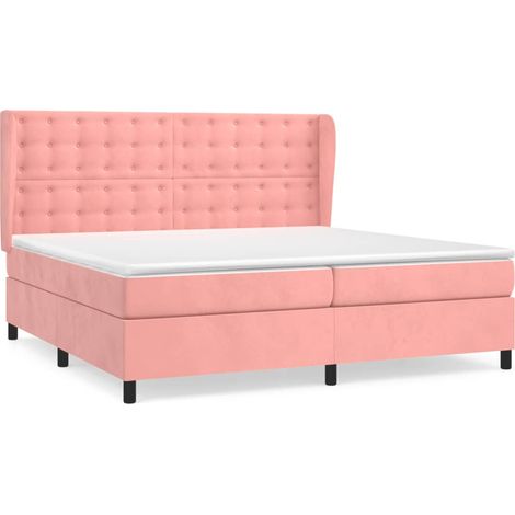 Maison Exclusive - Giroletto a Molle con Materasso Rosa 200x200 cm in Velluto (1/5)