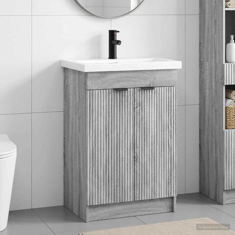 vidaXL Badezimmermöbel-Set Grau Sonoma 56 x 37,5 x 81 cm Holzwerkstoff (1/5)
