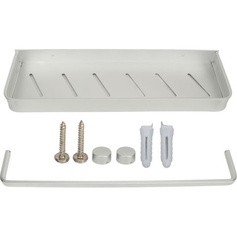 Porte-serviette mural panier aluminium capacité maximale étagère salle de bain cosmétique sans crochets (1/5)
