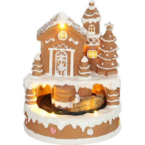 HOMCOM Christmas Gingerbread House with LED Lights, Music (1/5)