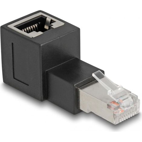 Adapter RJ-45 Stecker  RJ-45 Buchse, Cat.6a Verwendung:  Abwinkeln des Netzwerkkabels