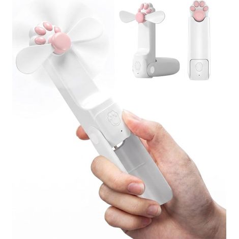 Mini ventilateur à main rechargeable USB, 3 vitesses, format portable avec lampe de poche, ventilateur compact pour maison, bureau et déplacements (1/5)