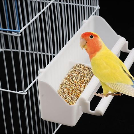 Lot de 2 mangeoires à oiseaux avec support, accessoires pour cage à oiseaux, mangeoire à oiseaux suspendue, bol d'eau pour perroquets et oiseaux