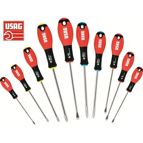 USAG 322 SH 10 SERIE SET KIT 10 GIRAVITI CACCIAVITI A TAGLIO E A CROCE GIRAVITE