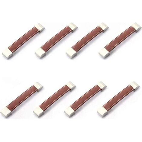Set mit 8 Schubladen- oder Schrankgriffen aus Metall und Leder - Haus & Küche › Möbel & Deko › Wohnaccessoires › Kinderzimmerdeko › Knöpfe & Schubladengriffe (1/4)