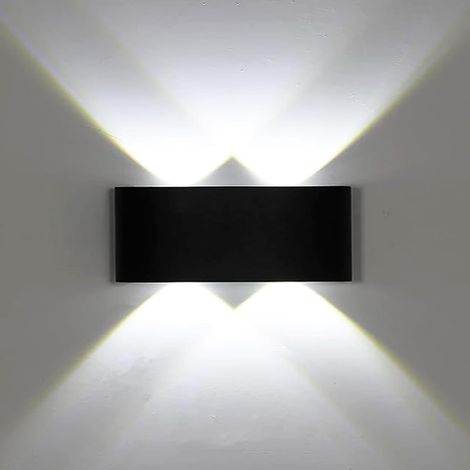 COMELY Applique Murale LED Esterno/Interno, Moderno Lampada Parete Su-Giù Nera, Illuminazione Parete per Soggiorno, Camera, Bagno (12W, Luce Fredda 6000K) (1/5)