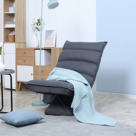 Poltrona girevole 360° con schienale regolabile 5 posizioni, microfibra grigio scuro OKMYHOME (1/5)