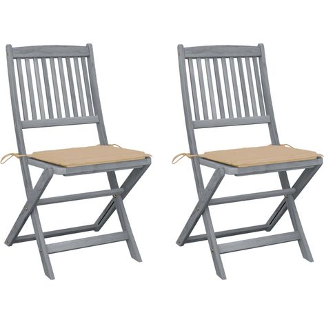 Sedie Pieghevoli 2pz con Cuscini in Massello Acacia vidaXL (1/5)