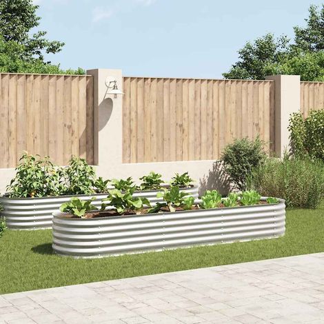 vidaXL Letto Rialzato Giardino 320x80x44 cm in Acciaio Zincato