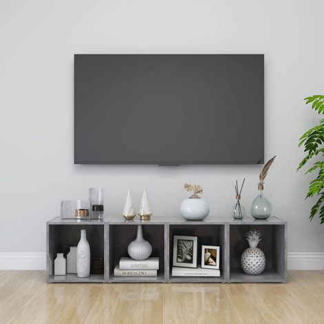 Mobili Porta TV 4pz Grigio Cemento 37x35x37cm Legno Multistrato vidaXL (1/5)