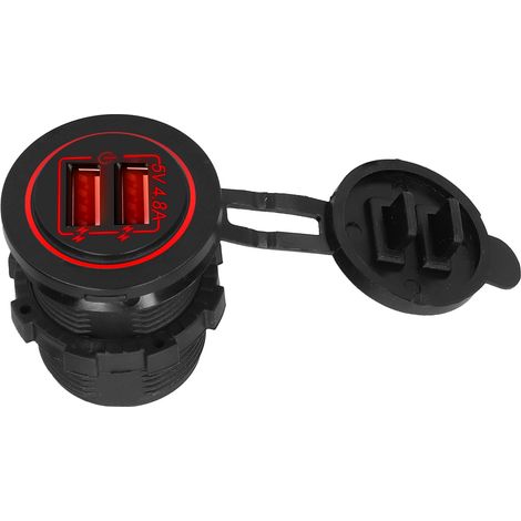 5V 4,8A Dual-USB-Ladegerät für Motorrad/Auto mit Berührungsschalter, Staubschutzkappe, roter LED-Anzeige, universell für Boote und Fahrzeuge (1/5)