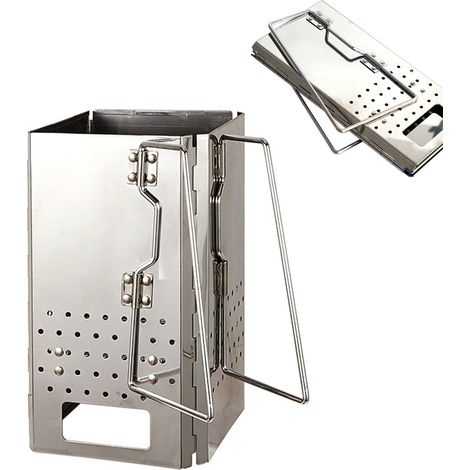 Barbecue pliable portable en acier inoxydable à charbon de bois - barbecue d'extérieur compact avec sac de rangement en tissu Oxford - idéal pour le camping, les pique-niques et le jardin. (1/5)