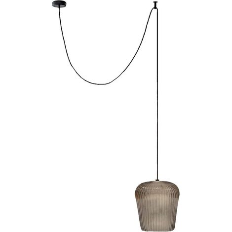 Sospensione vetro ambra gea luce numa dec e27 led lampada soffitto decentramento classica