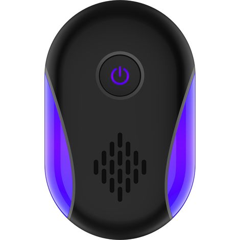 Paquete de 2 repelentes ultrasónicos para ratones, mosquitos y animales, aptos para dormitorio y sala de estar, estándar europeo, color negro (1/5)