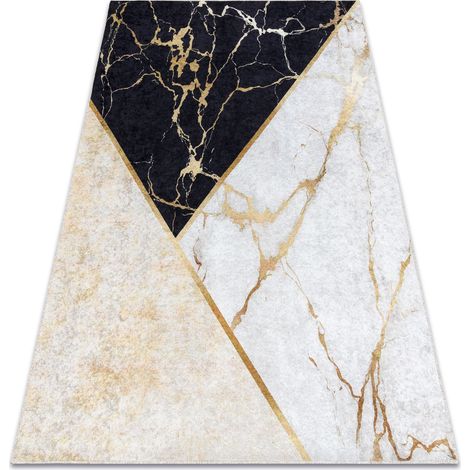 MIRO 52103.801 Waschteppich Marmor, geometrisch Anti-Rutsch - gold yellow 120x170 cm