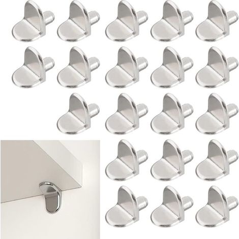 20 Pièces Chevilles de Support d'Étagère, 5mm Taquet Étagère Support en Forme de L en Bois et Verre de Armoire Rangement Meuble Placard Bibliothèque (1/5)