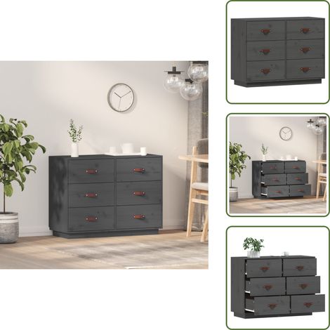 Buffet Gris 100x40x75 cm Bois massif de pin - Buffet - Meuble De Rangement - Commode - Bois Massif - Pin (1/5)