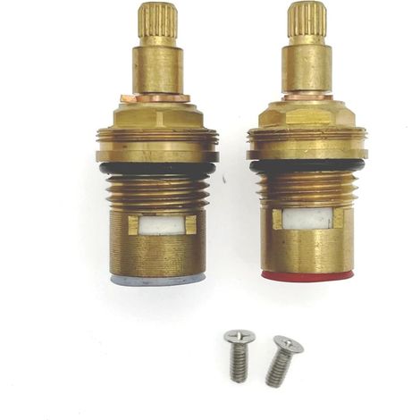 Lot de 2 vannes de remplacement à 20 dents 1/4 de tour, noyau de valve de robinet en céramique pour eau chaude et froide, cartouche de robinet en céramique pour robinet de salle de bain et cuisine (1/5)