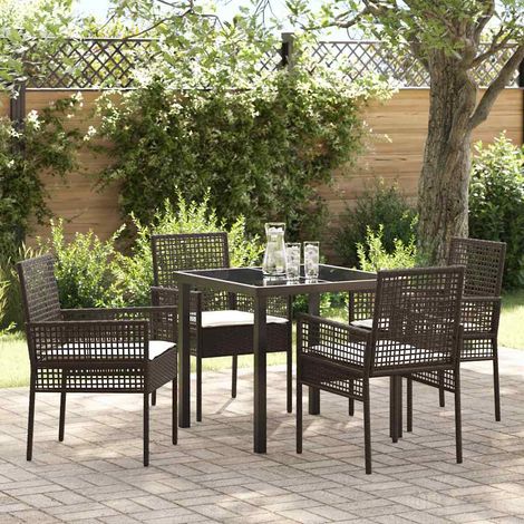 vidaXL Garten Essgruppe 5 pcs Braun Poly-Rattan (1/5)