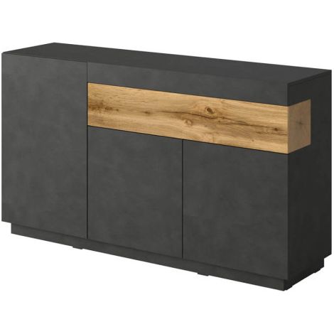 Buffet LUMINA 3 portes et 1 tiroir en panneaux mélaminés - Chêne