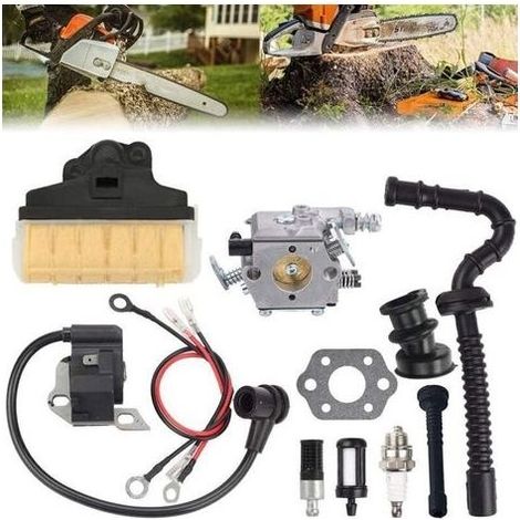 pair Carburateur pour Stihl MS210 MS230 MS250 021 023 025 tronçonneuse, remplacer pour Walbro WT-286 Carb 1123-120-0605, avec Bobine d'allumage de Filtre à Air - (1/4)