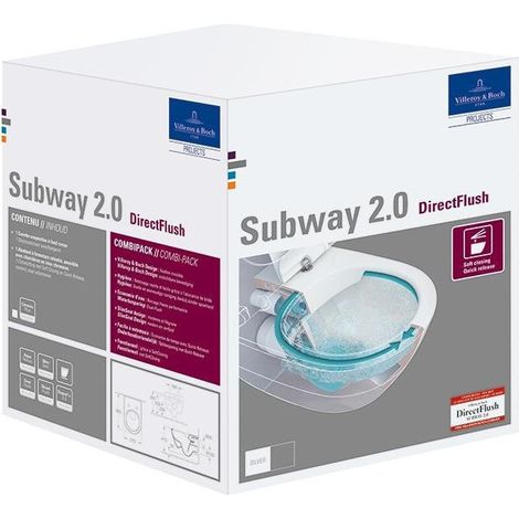 Pacchetto combinato SUBWAY 2.0 con WC a parete profonda DirectFlush e WC-Si white ceramicplus VILLEROY & BOCH