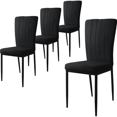 ML-Design Set di 4 Sedie per Sala da Pranzo con Rivestimento in Velluto Nero Sedie da Cucina con Schienale Imbottita con Gambe in Metallo Sedia Ergonomica per Tavolo da Pranzo Sedia da Soggiorno