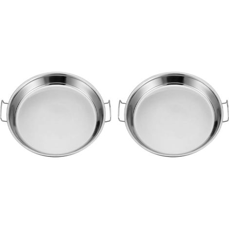 Lot de 2 grilles de cuisson rondes en acier inoxydable avec double poignée, plateau pour légumes, viande et poisson, compatible four
