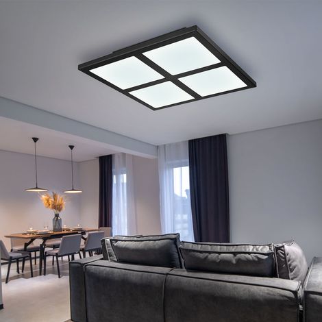 Deckenleuchte Wohnzimmerlampe Esszimmerleuchte Deckenlampe Schlafzimmerleuchte, Metall Acryl schwarz, Fernbedienung dimmbar CCT, RGB LED 20W 3000-6500K 1096Lm, L 29 cm