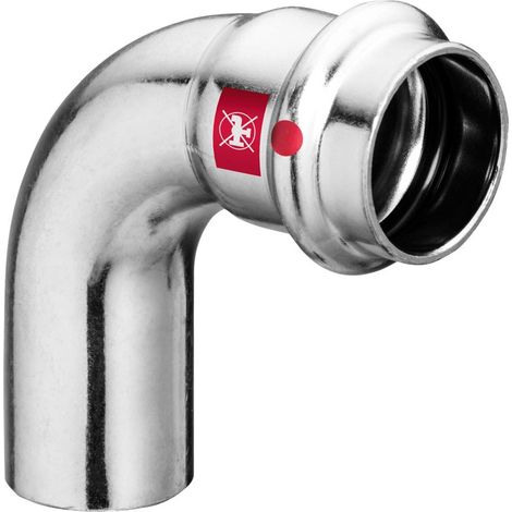 Curva a 90° MF D. 15 Prestabo con SC‑Contur, acciaio al carbonio zincato, estremità maschio, estremità a pressare femmina 558192 (1/3)